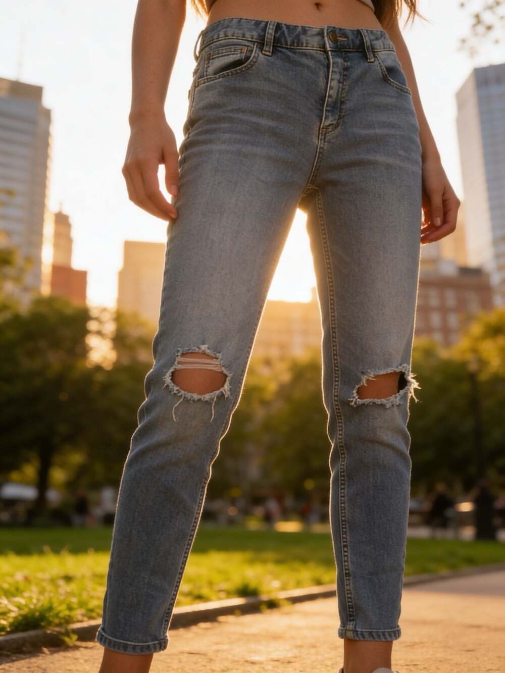 Free People Distressed Skinny Jeans 30x27